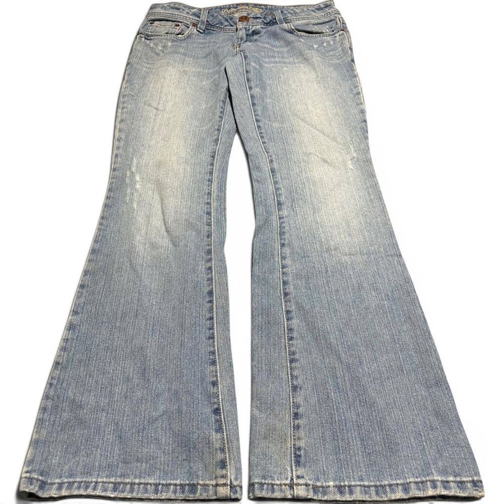 vtg y2k American Eagle Low Rise Flare Jeans Light Wash Women Size 6 Distressed